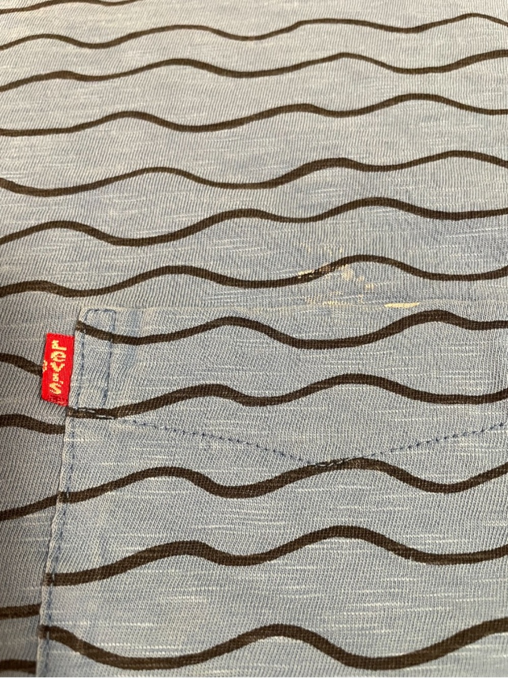 Levi’s Shirt Mens 3XL Blue Squiggle Crew Neck Short Sleeve Logo Stretch Pullover - Picture 5 of 10